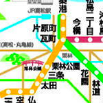 Mapa ng Tren (Kotoden) Mapa ng Lugar sa Kotoden Kawaramachi Station